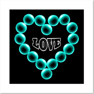 Love Heart in Turquoise Color Posters and Art